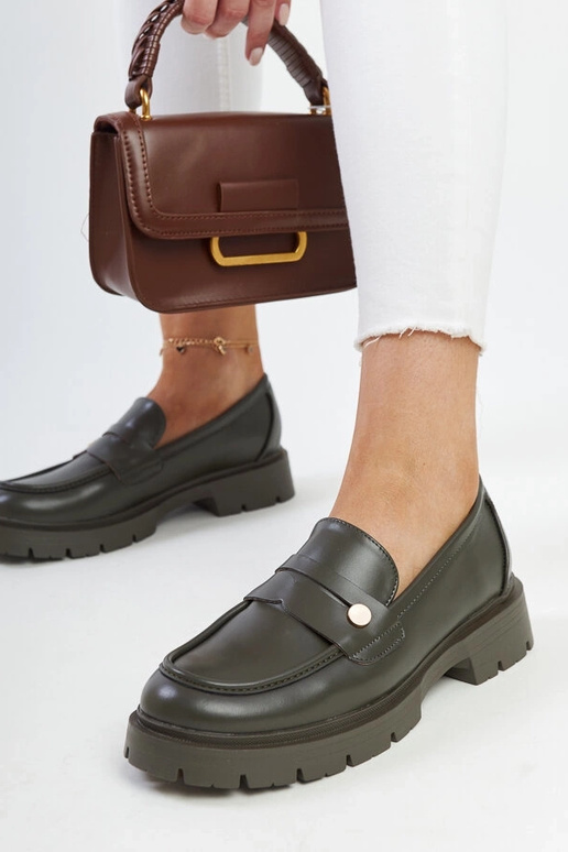 Donkergroene schoenen van kunstleer...