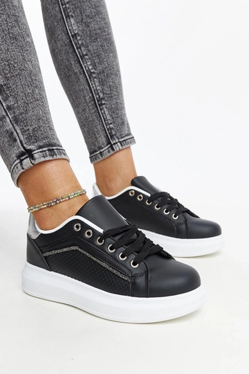 Sorte sneakers med dekorative rhinsten Perica