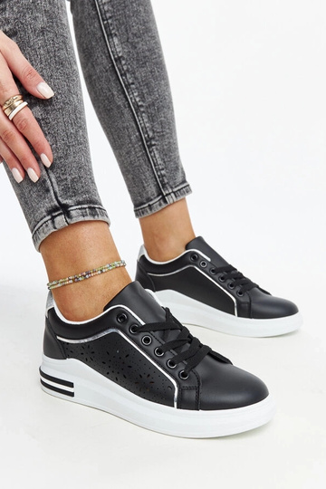 Sorte gennembrudte sneakers med glitter Zorka