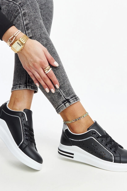 Sorte gennembrudte sneakers med...