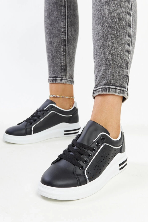 Sorte gennembrudte sneakers med...