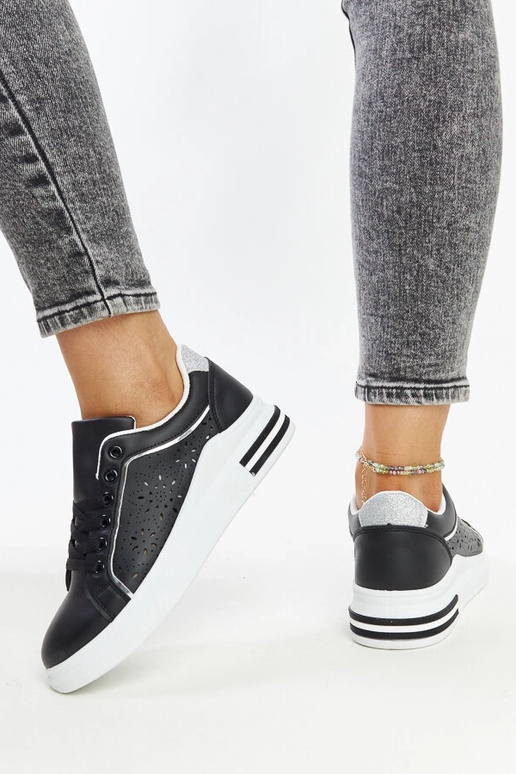 Sorte gennembrudte sneakers med...