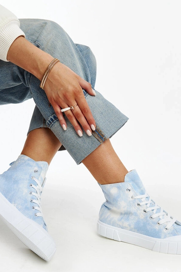 Blå high-top stof sneakers fra Raissa 2