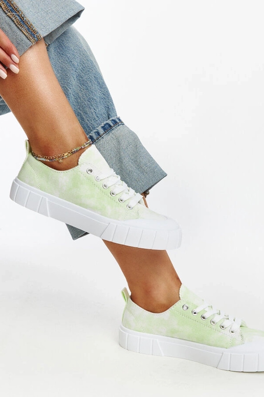 Lysegrønne stof sneakers fra Jerina