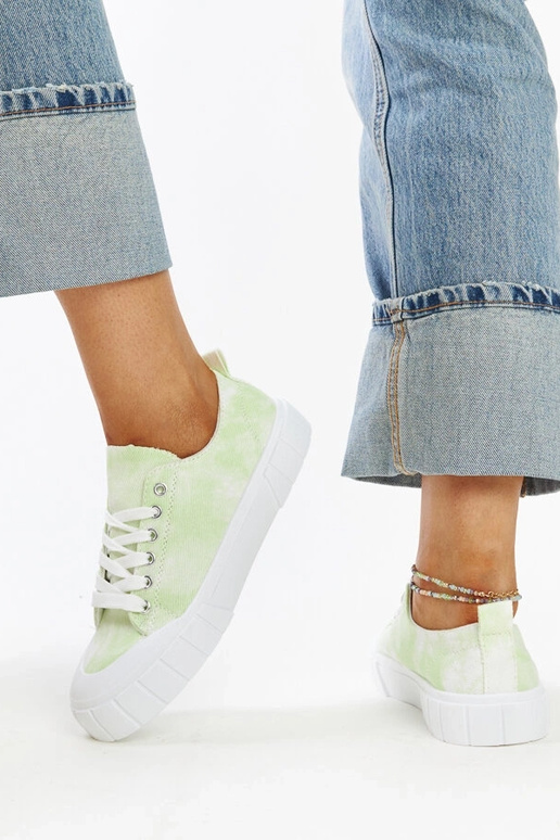 Lysegrønne stof sneakers fra Jerina