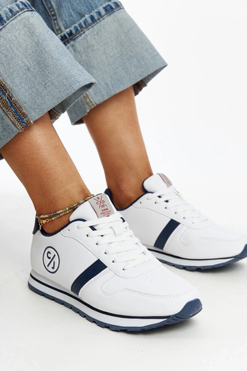 CROSS JEANS hvide og marineblå damesneakers