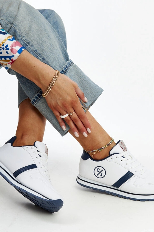 CROSS JEANS hvide og marineblå...