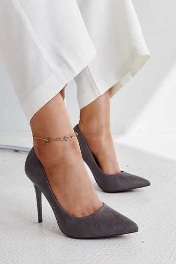 Donkergrijze pumps met...