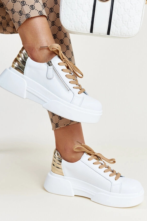 Wit-gouden leren sneakers Atyaf Wit-gouden leren sneakers Atyaf