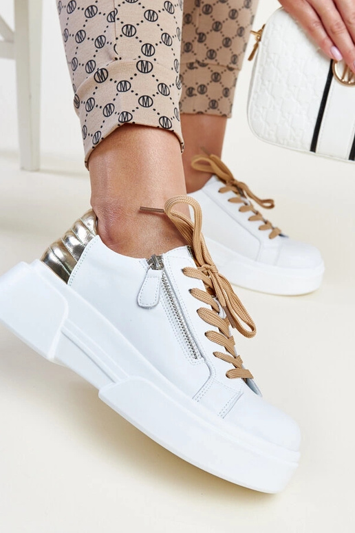 Wit-gouden leren sneakers Atyaf Wit-gouden leren sneakers Atyaf