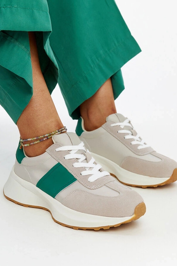 Grijs-groene leren sneakers Ganim