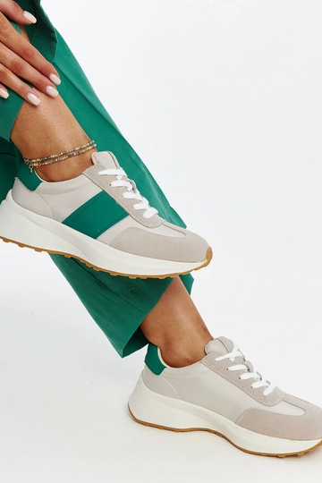 Grijs-groene leren sneakers Ganim 2