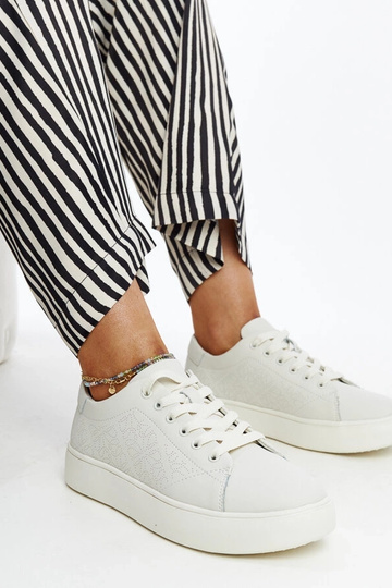 Beige leren sneakers Sireen 2