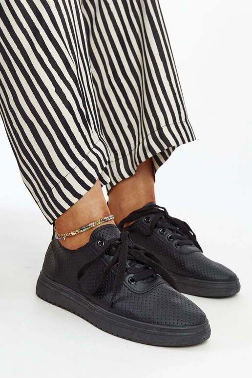 Sorte gennembrudte Segana sneakers