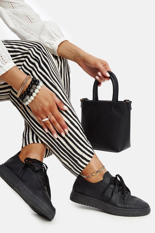 Sorte gennembrudte Segana sneakers