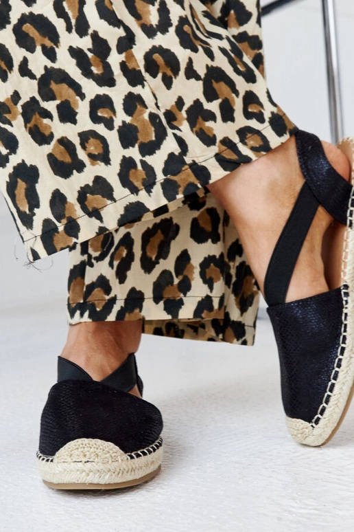 Tharns Black Open Toe Espadrilles