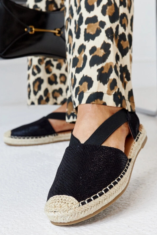 Tharns Black Open Toe Espadrilles