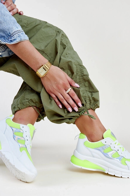 Matea hvid og gul chunky sål sneakers