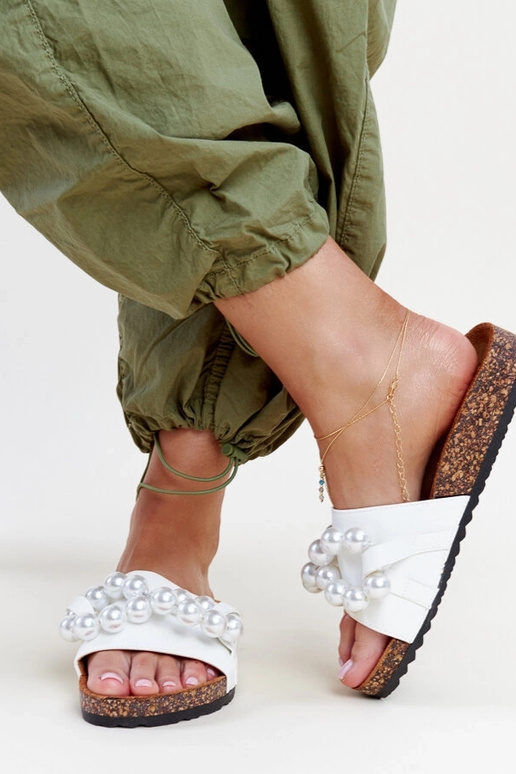 Hvide korksålede flip-flops med...