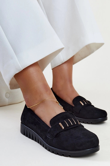 Sorte loafers med dekorativ rem Marlisa 2