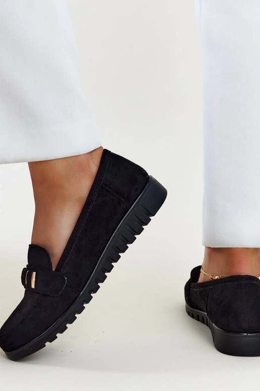 Sorte loafers med dekorativ rem Marlisa Sorte loafers med dekorativ rem Marlisa