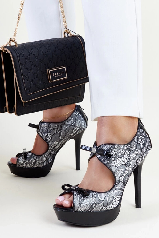 Sort og hvid elegante Metla hæle Sort og hvid elegante Metla hæle