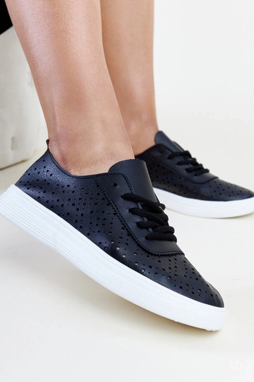 Sorte gennembrudte Manoek sneakers