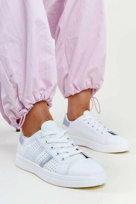 Berdine hvid og sølv øko læder sneakers Berdine hvid og sølv øko læder sneakers