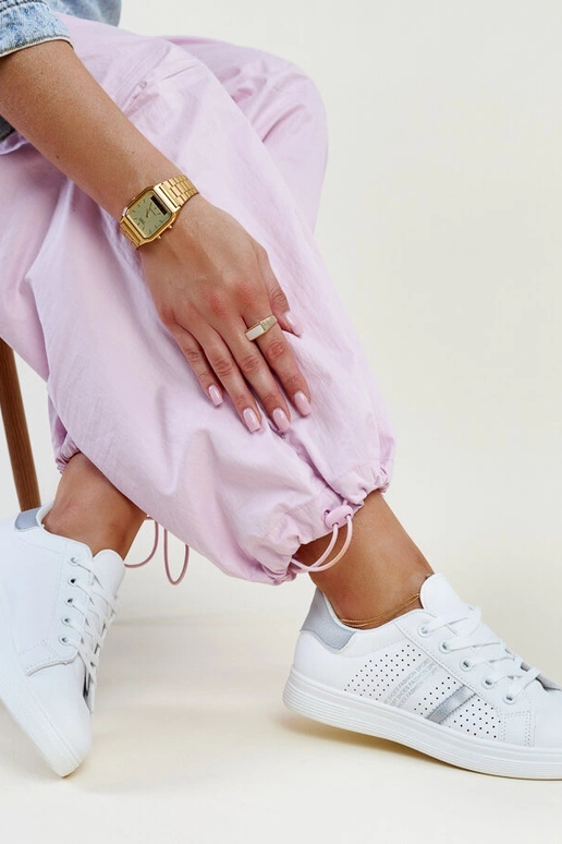 Berdine hvid og sølv øko læder sneakers Berdine hvid og sølv øko læder sneakers