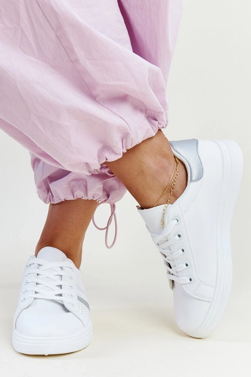 Berdine hvid og sølv øko læder sneakers Berdine hvid og sølv øko læder sneakers