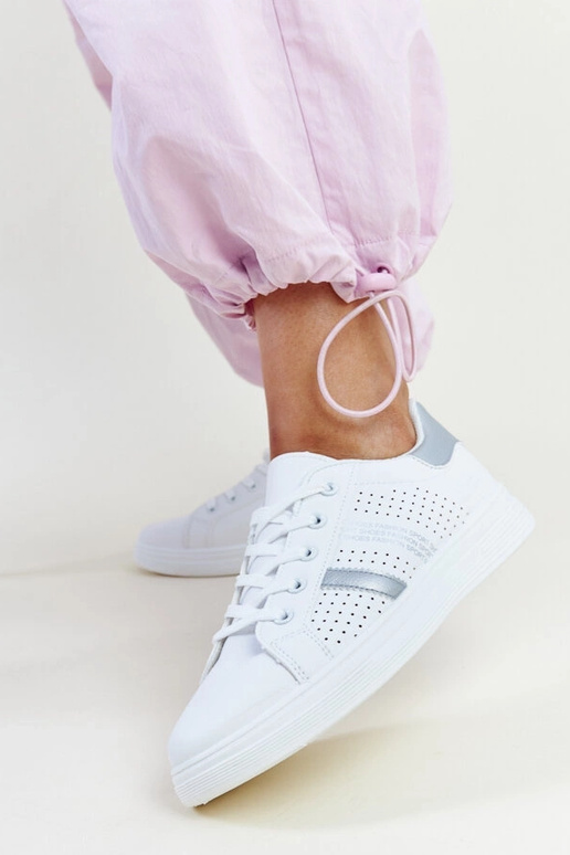 Berdine hvid og sølv øko læder sneakers Berdine hvid og sølv øko læder sneakers