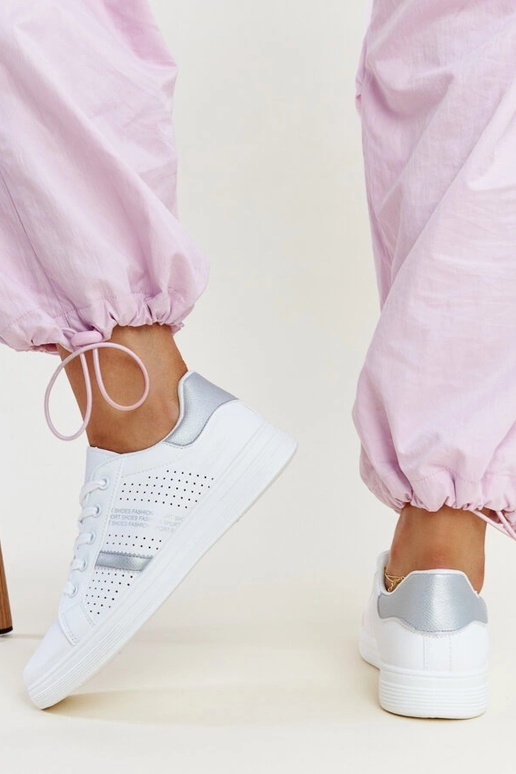 Berdine hvid og sølv øko læder sneakers Berdine hvid og sølv øko læder sneakers