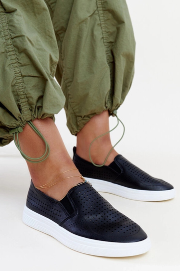 Sorte gennembrudte slip-on...