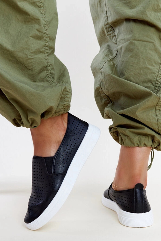 Sorte gennembrudte slip-on sneakers...