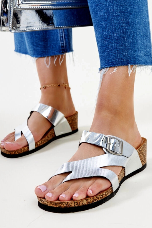Sølv metallic Donata kile sandaler