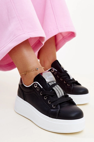 Sorte og sølv sneakers med zirkoner fra Maurizia 2