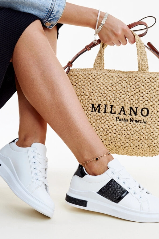 Sorte og hvide sneakers med zirkoner...