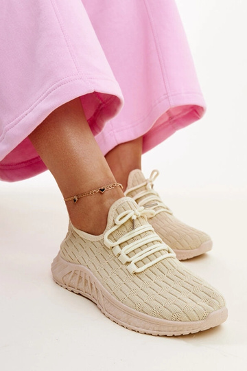 Milena sneakers i beige stof