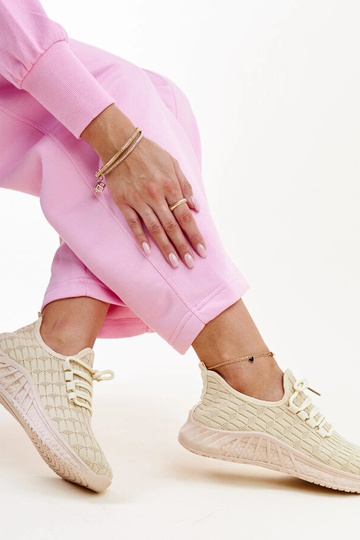 Milena sneakers i beige stof 2