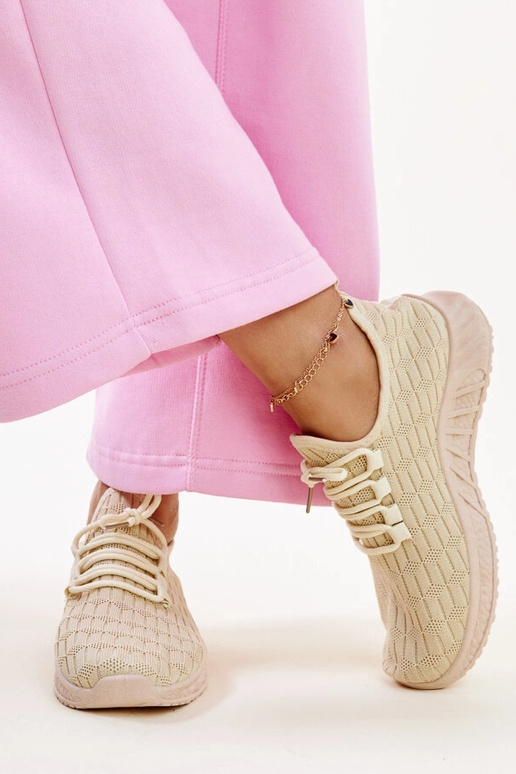 Milena sneakers i beige stof