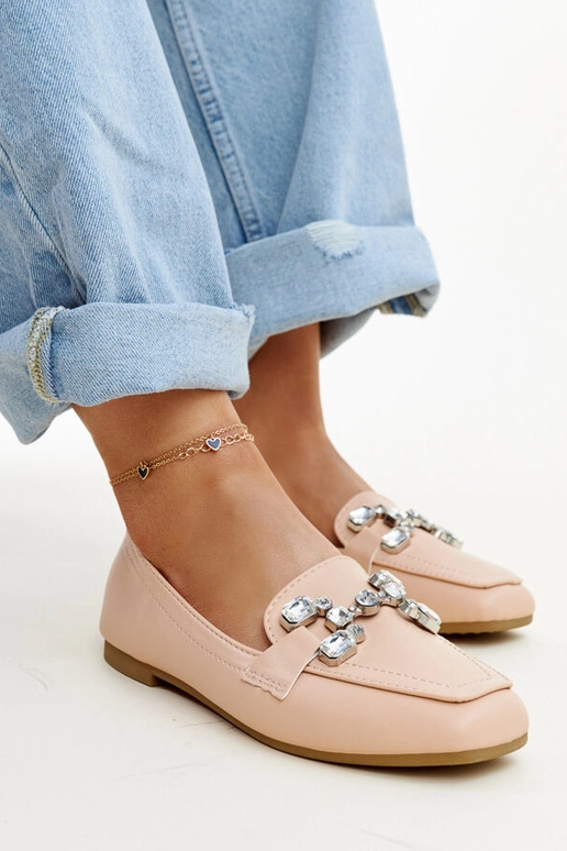 Beige loafers med zirkoniumspænde Mali Beige loafers med zirkoniumspænde Mali