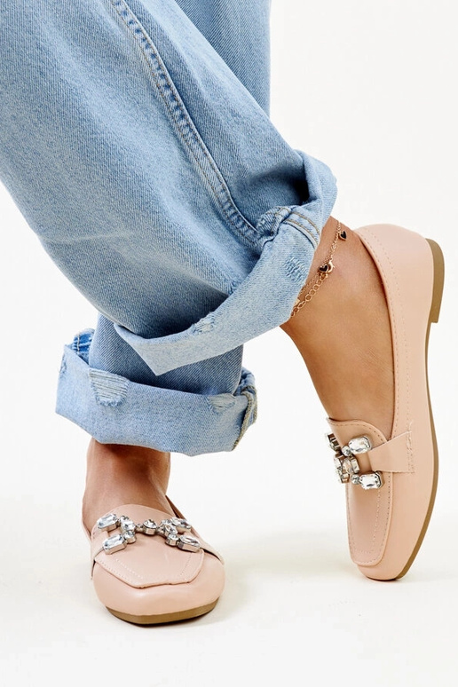 Beige loafers med zirkoniumspænde Mali Beige loafers med zirkoniumspænde Mali