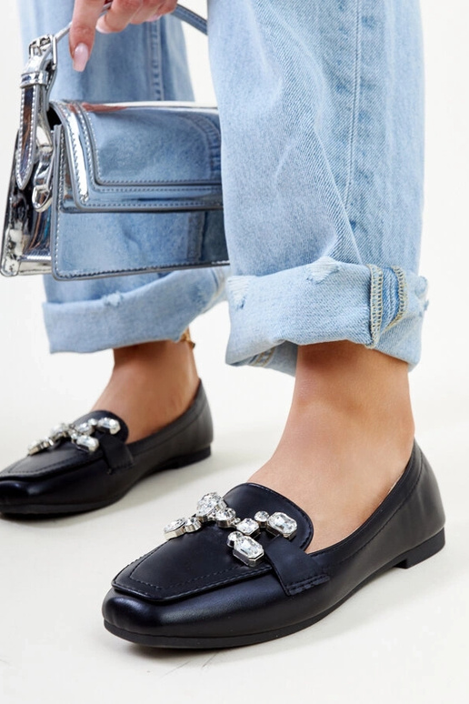 Sorte loafers med zirkoniumspænde Mali Sorte loafers med zirkoniumspænde Mali