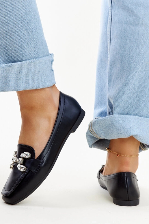 Sorte loafers med zirkoniumspænde Mali Sorte loafers med zirkoniumspænde Mali