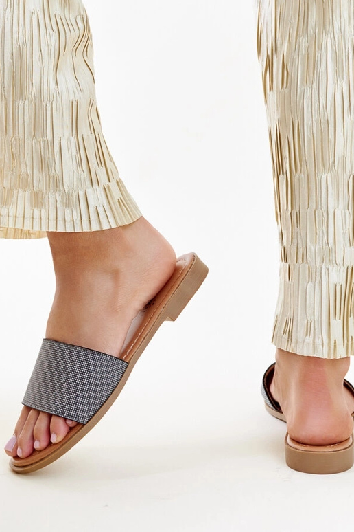 Sorte skinnende Anilsa flip-flops