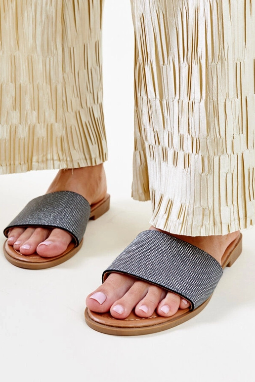 Sorte skinnende Anilsa flip-flops