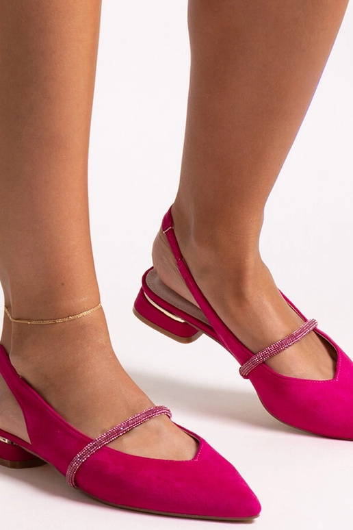 Mørke lyserøde ballerinaer med læder...