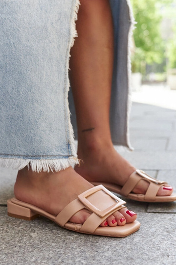Beige flip-flops med læder indersål Wilia 2
