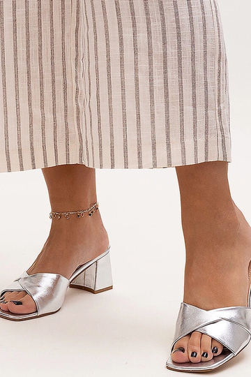 Fanan sølv højhælede muldyr 2