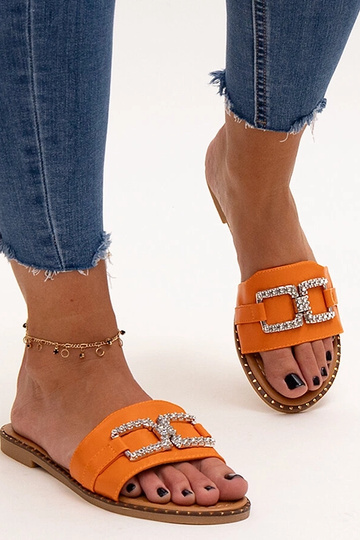 Orange flip-flops med dekorativt spænde fra Rochaela